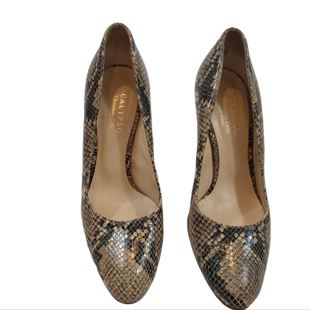Calypso christiane celleWomen'sPumps SnakeskinPattern Size US 7.5 Made in italy.